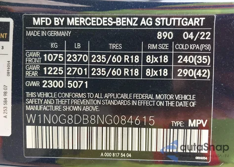 2022 Mercedes-Benz Glc 300 Suv z USA, uszkodzony, nr VIN W1N0G8DB8NG084615